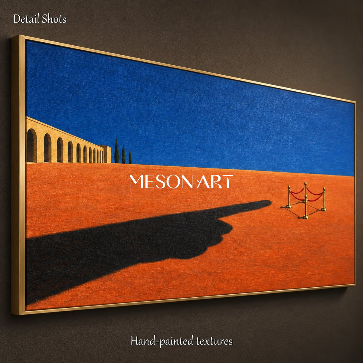 Blue And Red Abstract Painting Panoramic Surrealist Contemporary Art Wall Decor For Living Room By Mesonart