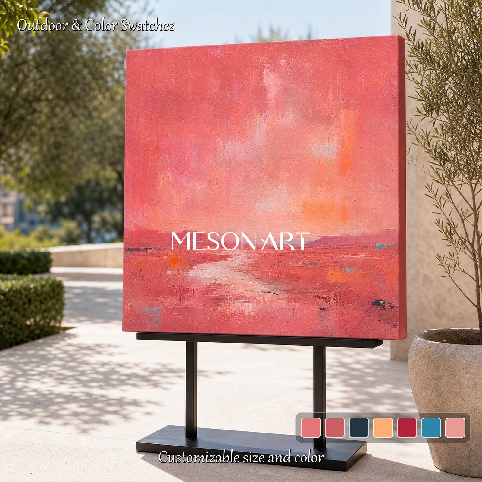 Pink Abstract Canvas Wall Art Minimalist Painting For Modern Home Decor