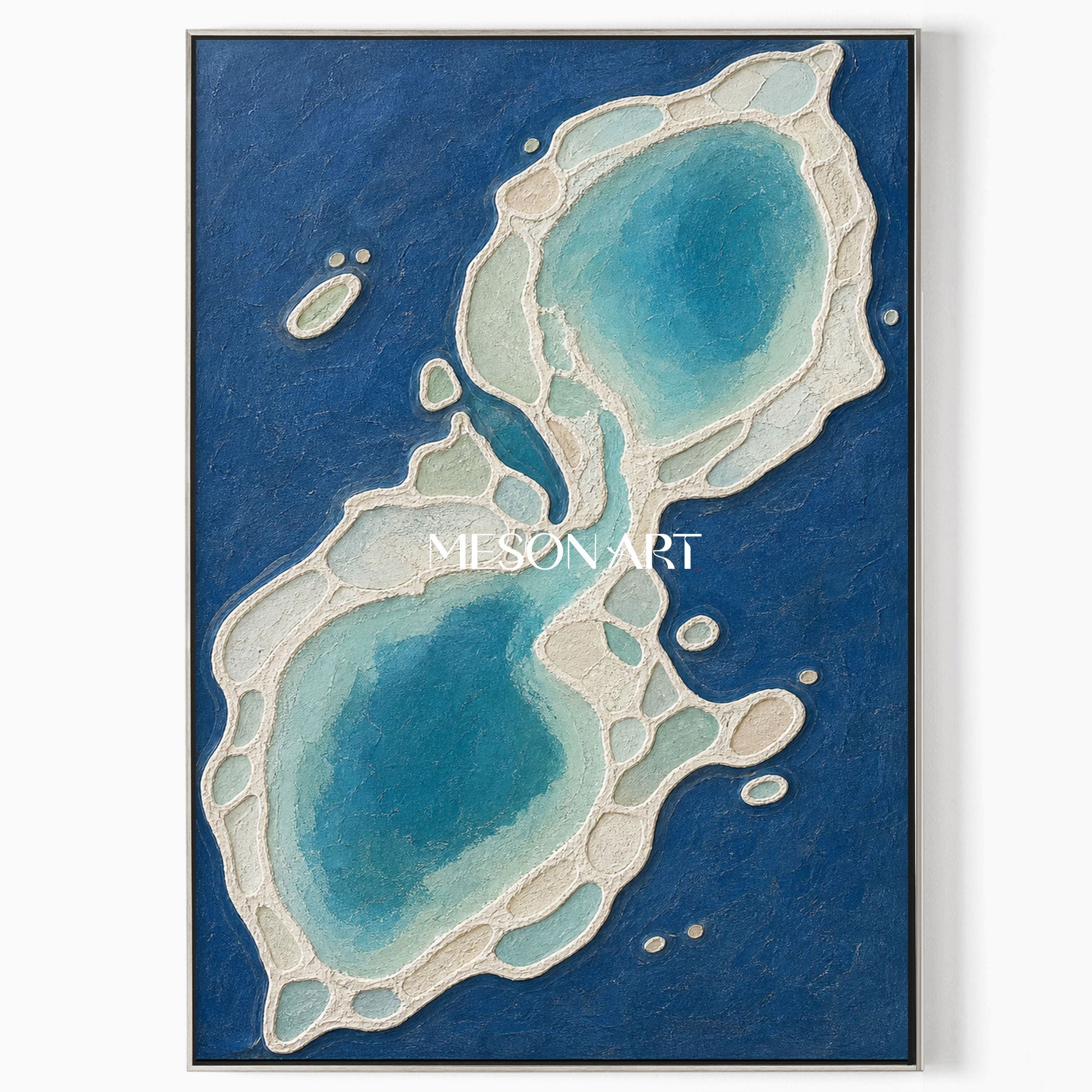 Azure Biomorphic Ocean Art With Soft Impasto Texture For Modern