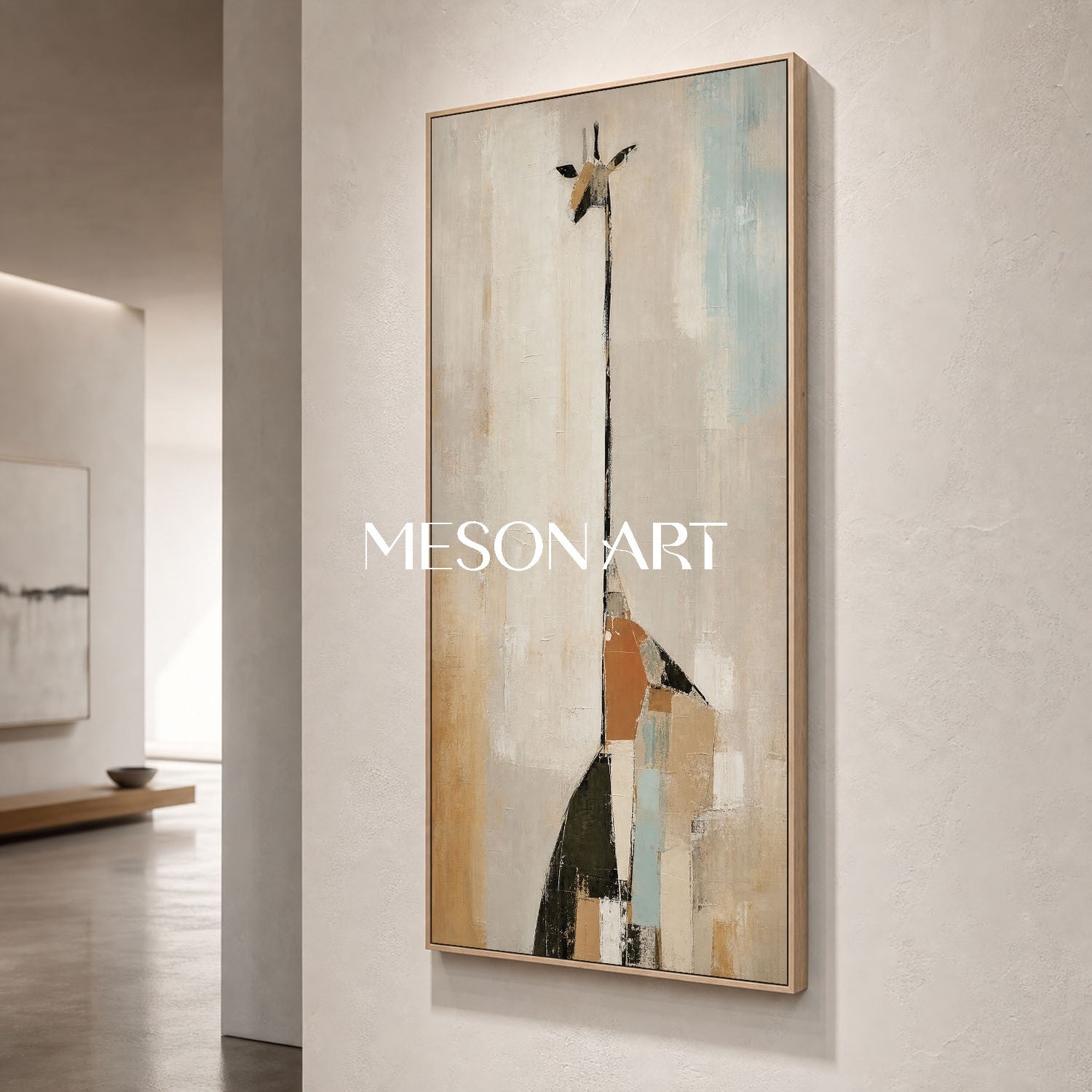Minimalist Giraffe Painting Abstract Animal Art For Modern Entryway Decor