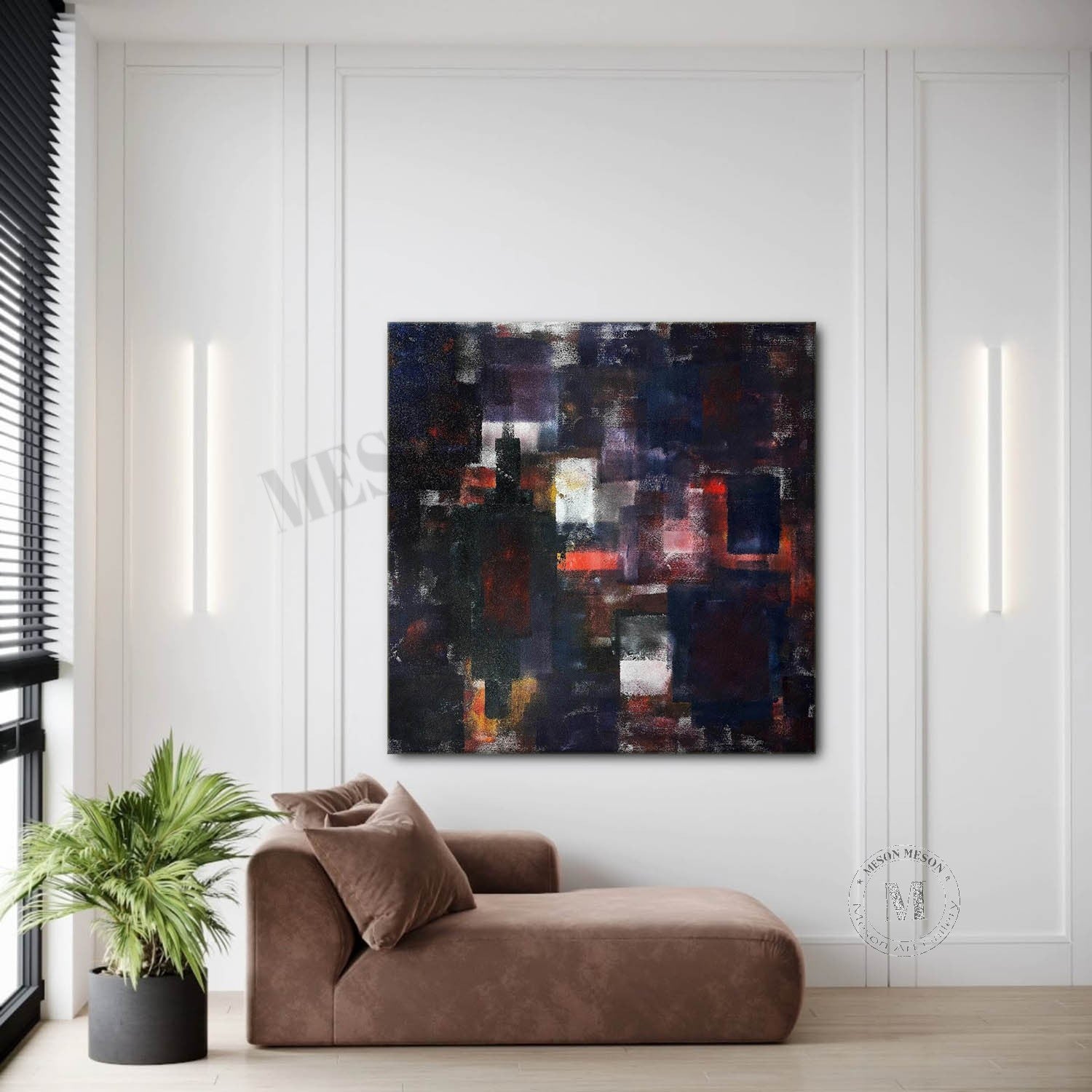 Dark Blue Minimalist Abstract Art Dark Blue Textured Paintings for Sale Wabi Sabi Wall Art