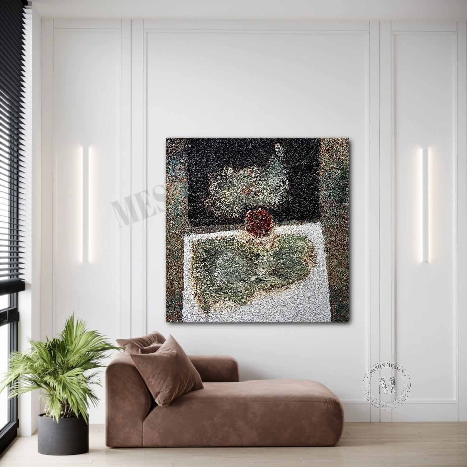 Green and White Texture Paintings for Sale Green and White Minimalist Abstract Canvas Wall Art