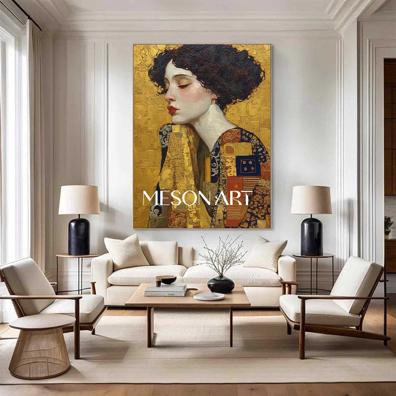 Contemporary Art Hand Painted Textured Large Framed Canvas Bedroom