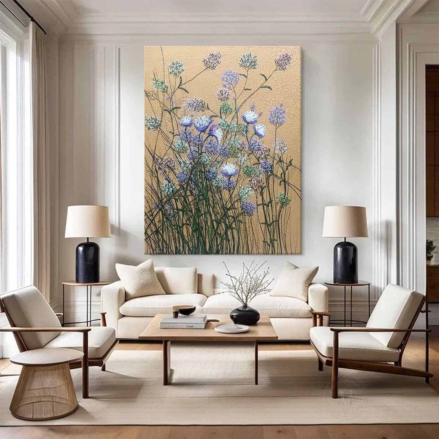 Blue Flower Texture Painting Blue Flower Art On Canvas Flower Decoration Wall Painting
