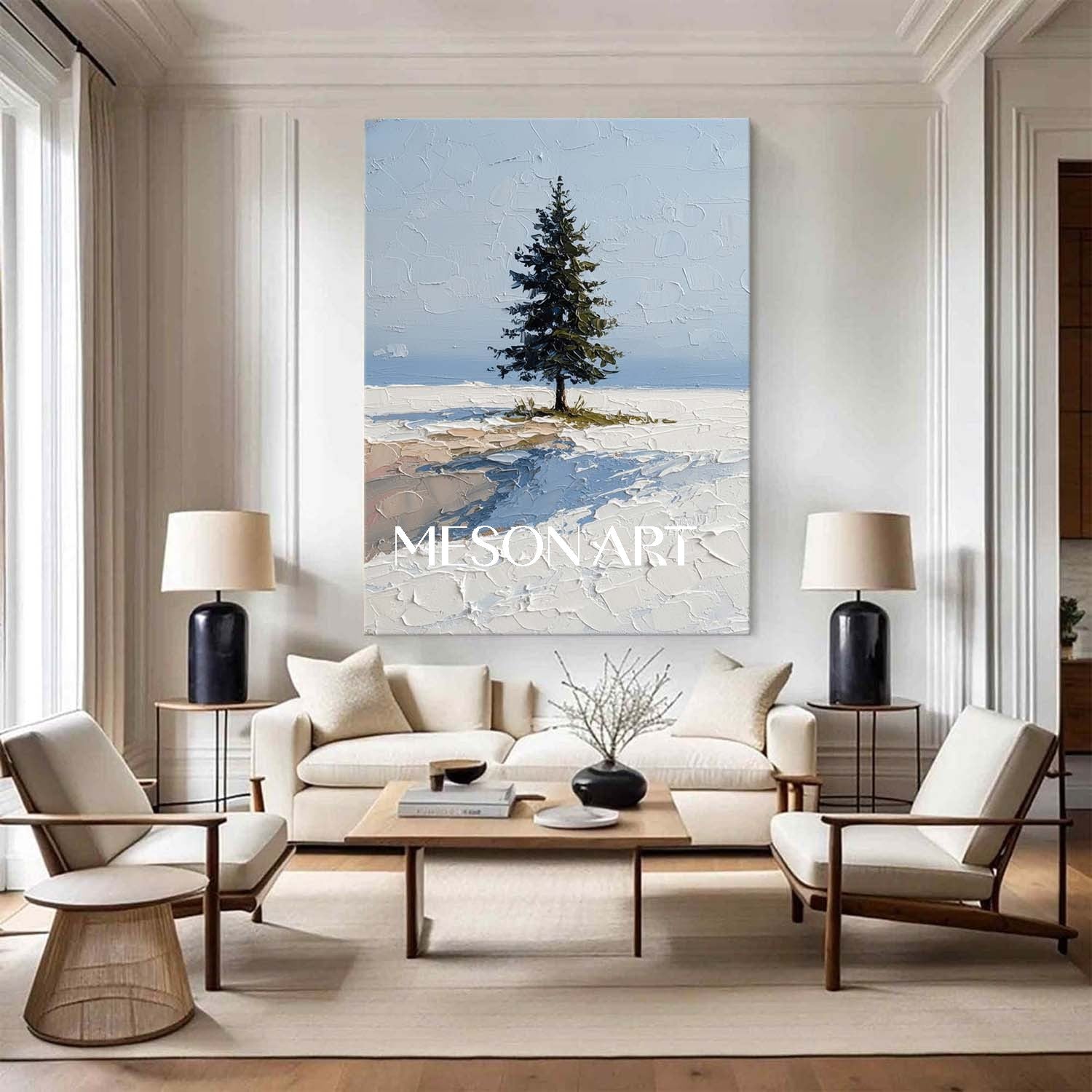 Hokkaido Snowscape Lonely Christmas Tree Winter Art Bedroom Canvas