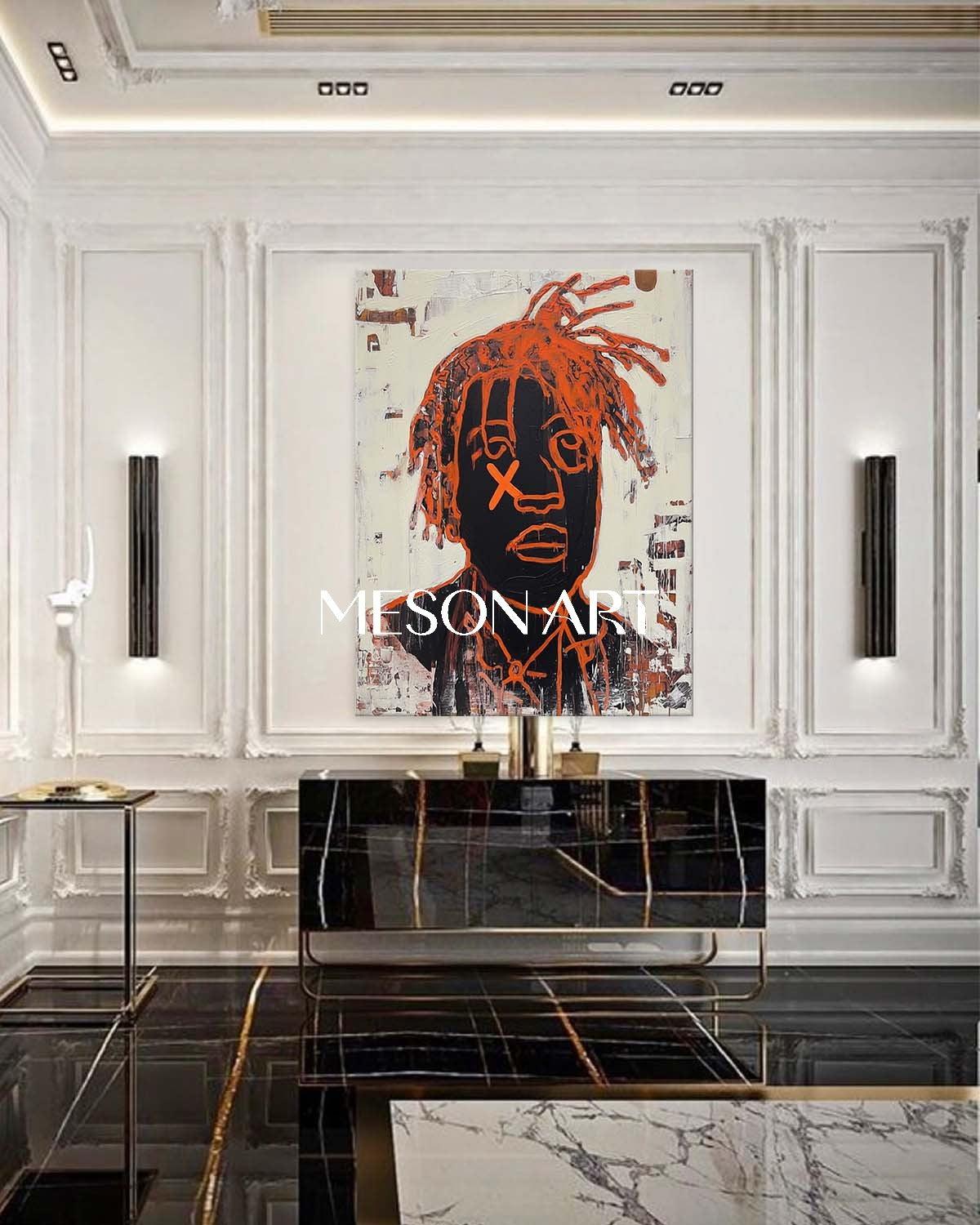 Abstract Expressionism Portrait Painting Framed Wall Art Living Room