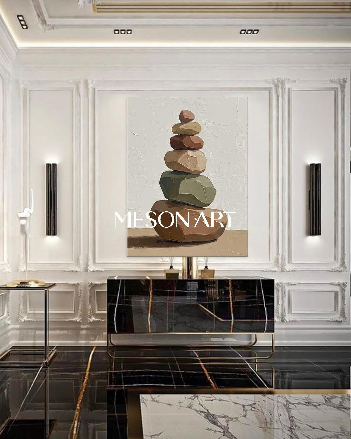 Large Minimalist Calm Still Life Wabi-Sabi Zen Art Earth Tones Canvas