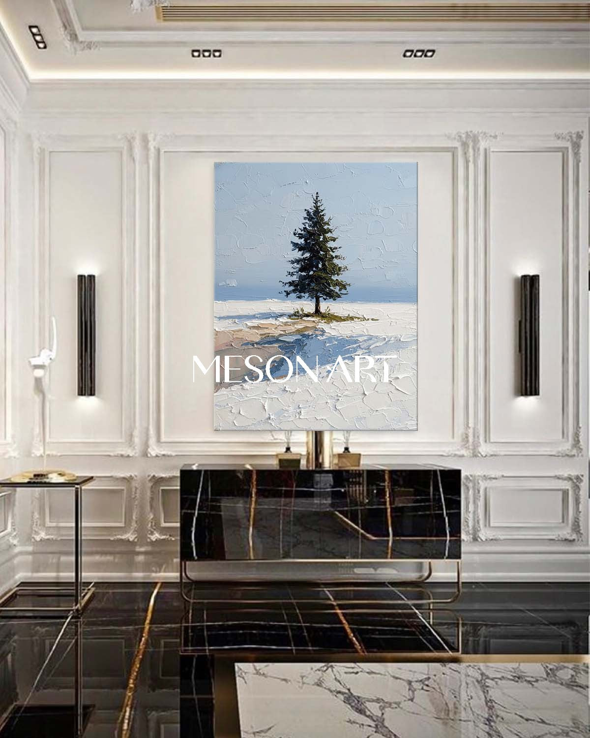 Hokkaido Snowscape Lonely Christmas Tree Winter Art Bedroom Canvas