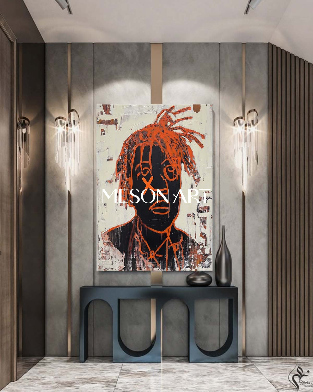 Abstract Expressionism Portrait Painting Framed Wall Art Living Room