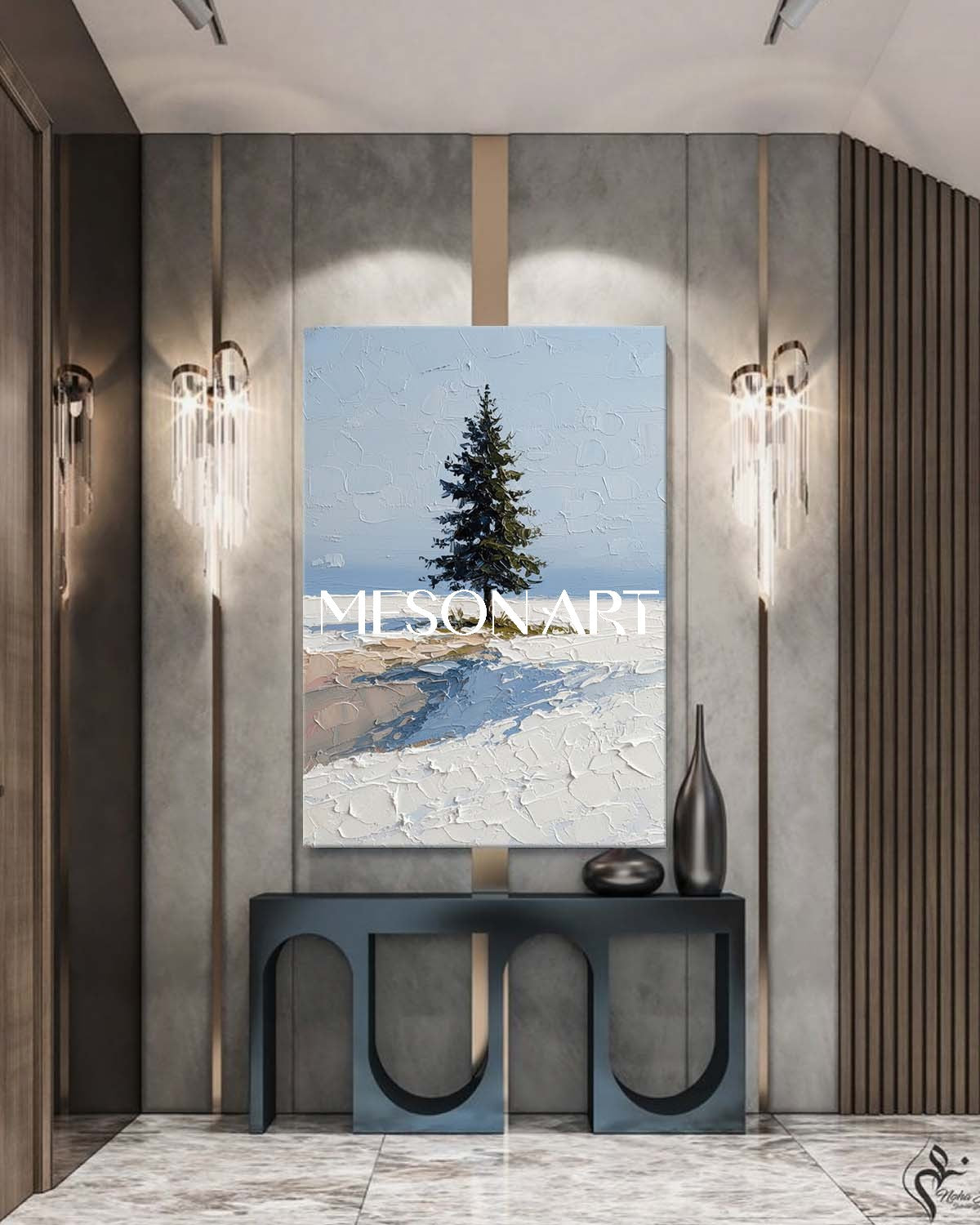 Hokkaido Snowscape Lonely Christmas Tree Winter Art Bedroom Canvas