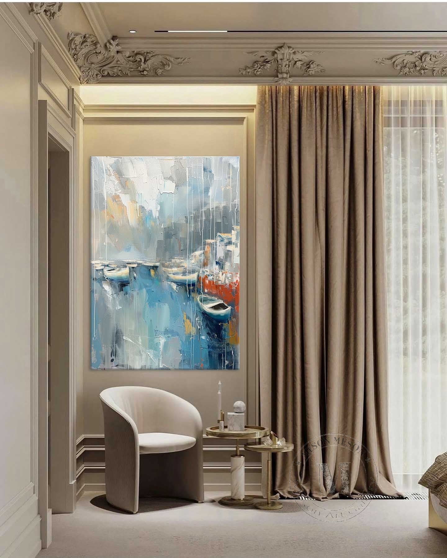 Sailboat Canvas Art for Sale Boat Abstract Wall Art Decor Wooden Boat Palette Oil Painting