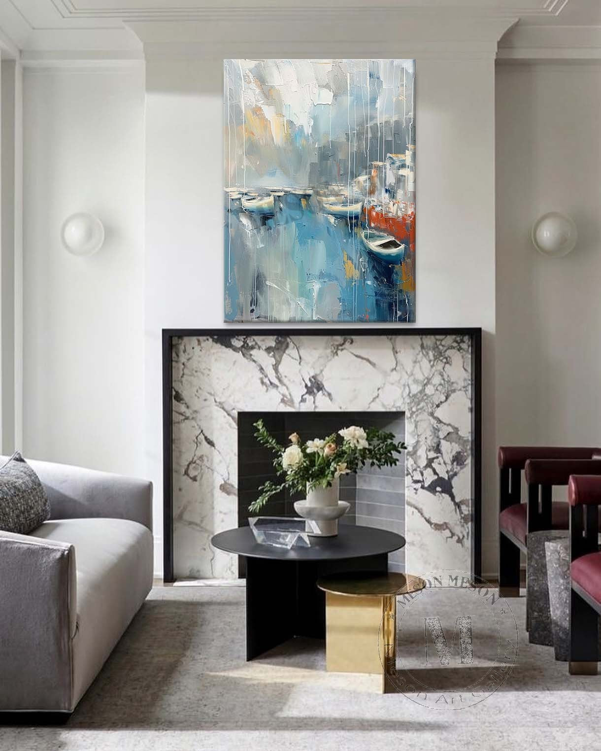 Sailboat Canvas Art for Sale Boat Abstract Wall Art Decor Wooden Boat Palette Oil Painting