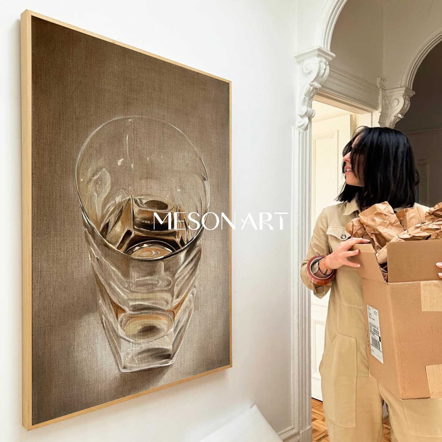 Hyperrealism water cup painting Hyperrealism water cup canvas art Realistic water cup wall art decoration