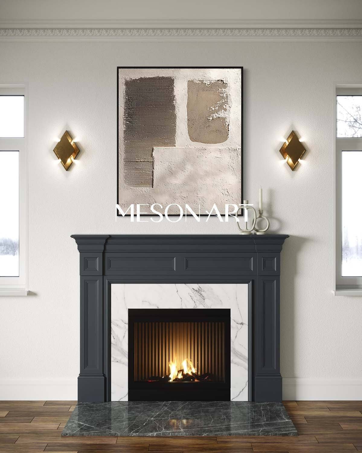 Large 3D Warm beige wall art decor Warm beige texture painting Warm beige abstract canvas art