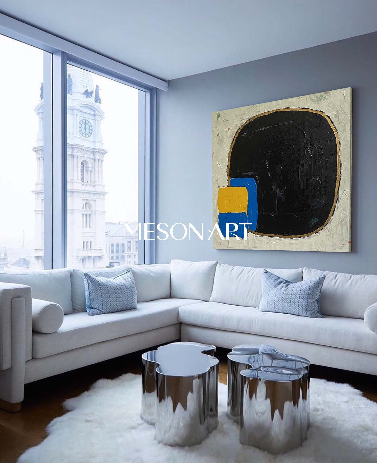 Black Abstract Geometric Framed Canvas Dining Room Wall Art Decor Buy