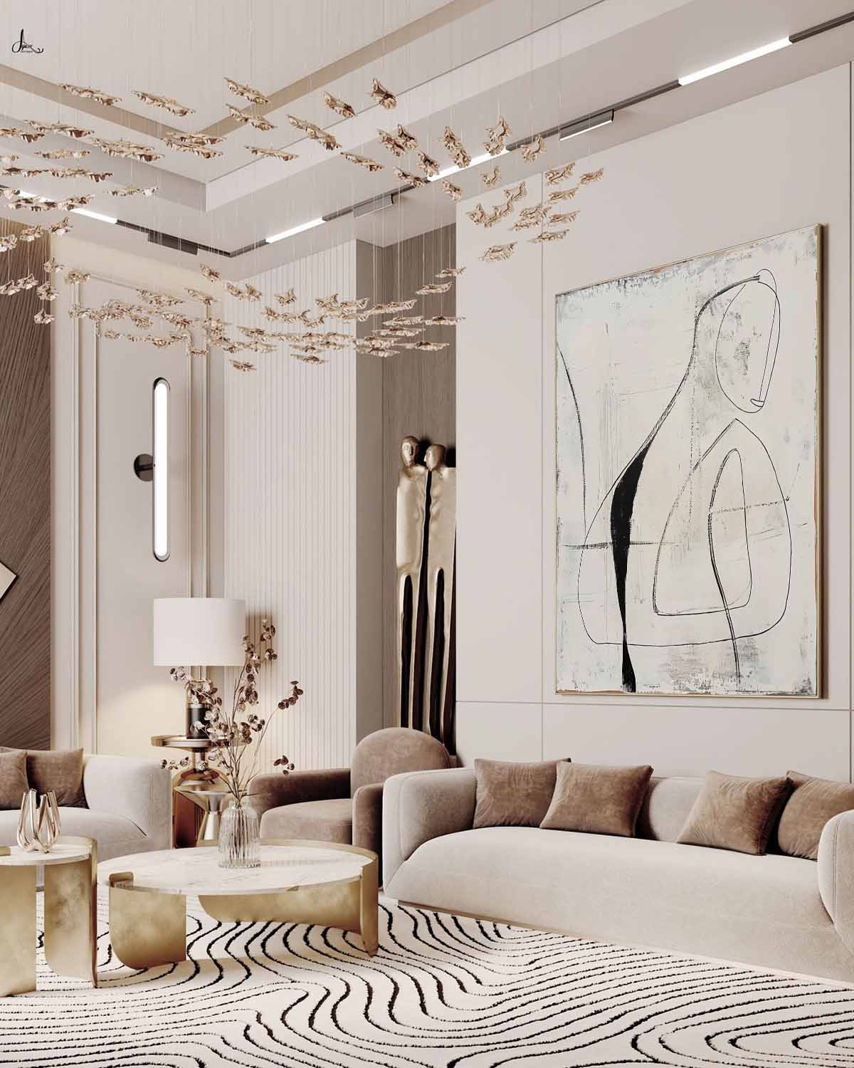 Black and White Minimalist Abstract Canvas Wall Art Black and White Minimalist Line Oil Painting