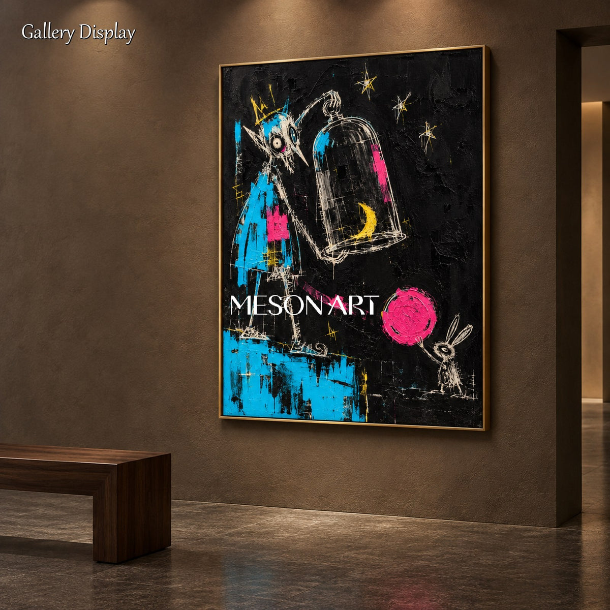 Black And Blue Abstract Graffiti Painting Rectangular Wall Art For Living Room Original Artist Hand Painted By Mesonart