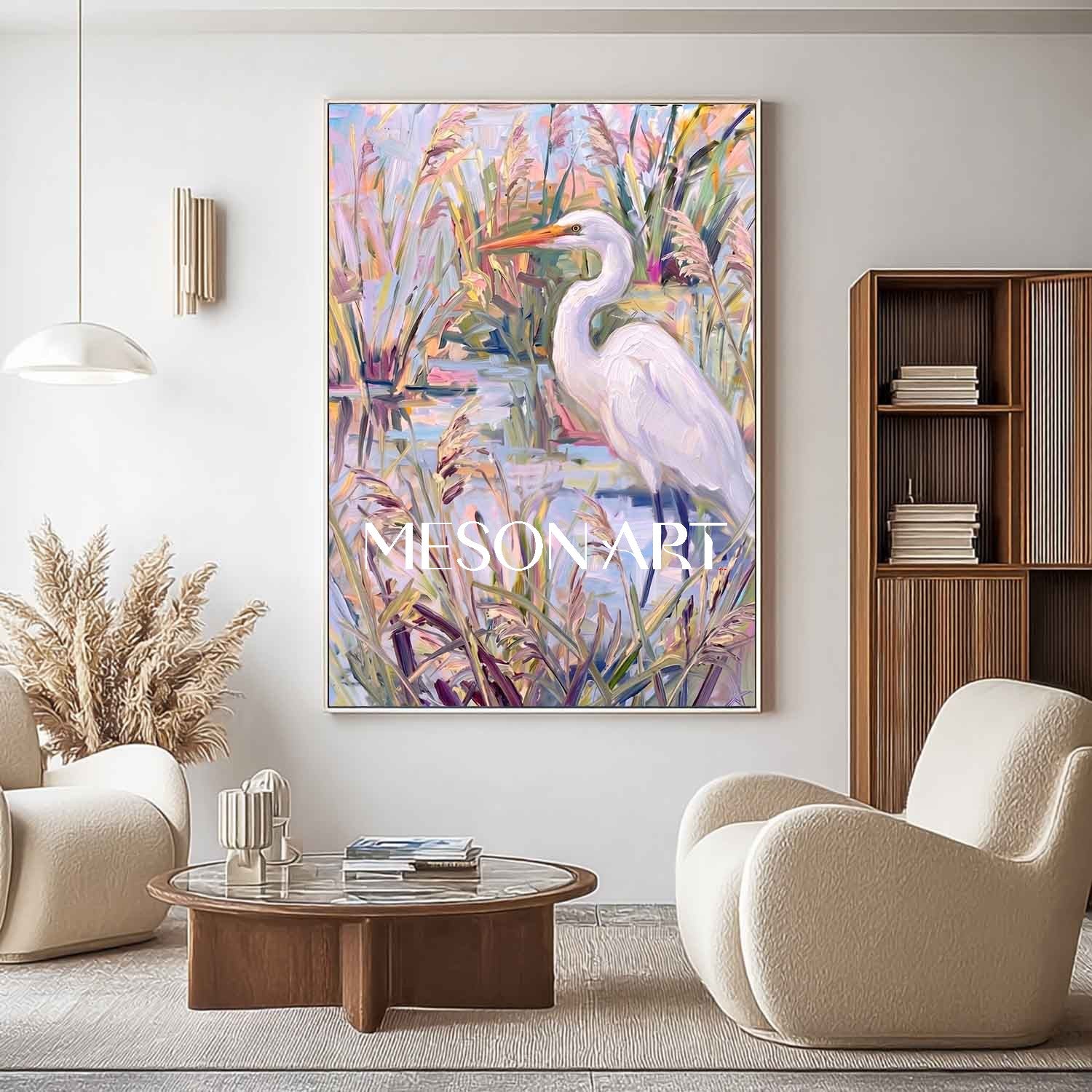 Art Deco Style Bird Painting With Vibrant Colors For Entryway