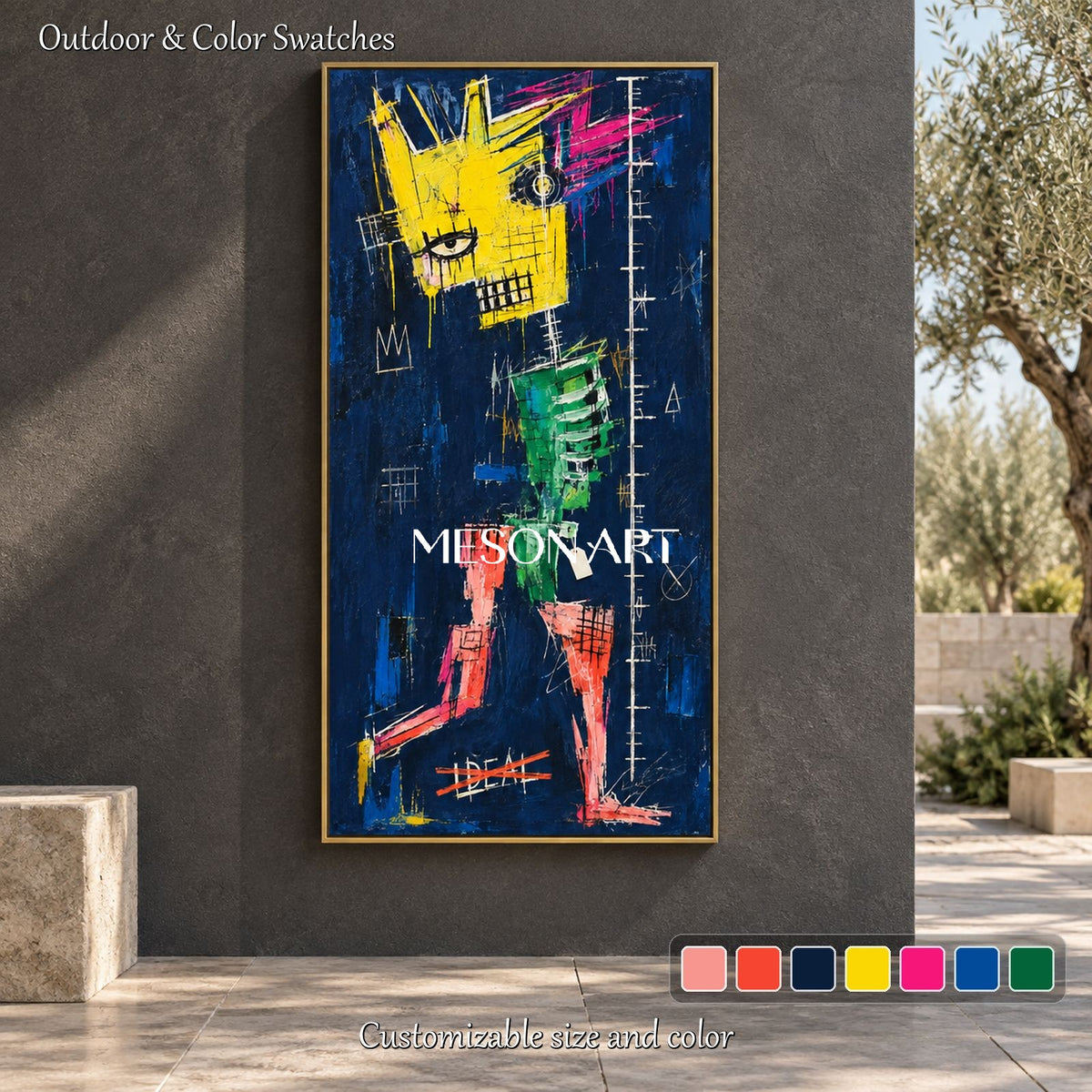 Blue And Yellow Abstract Graffiti Painting Original Artist Panoramic Wall Art For Living Room By Mesonart