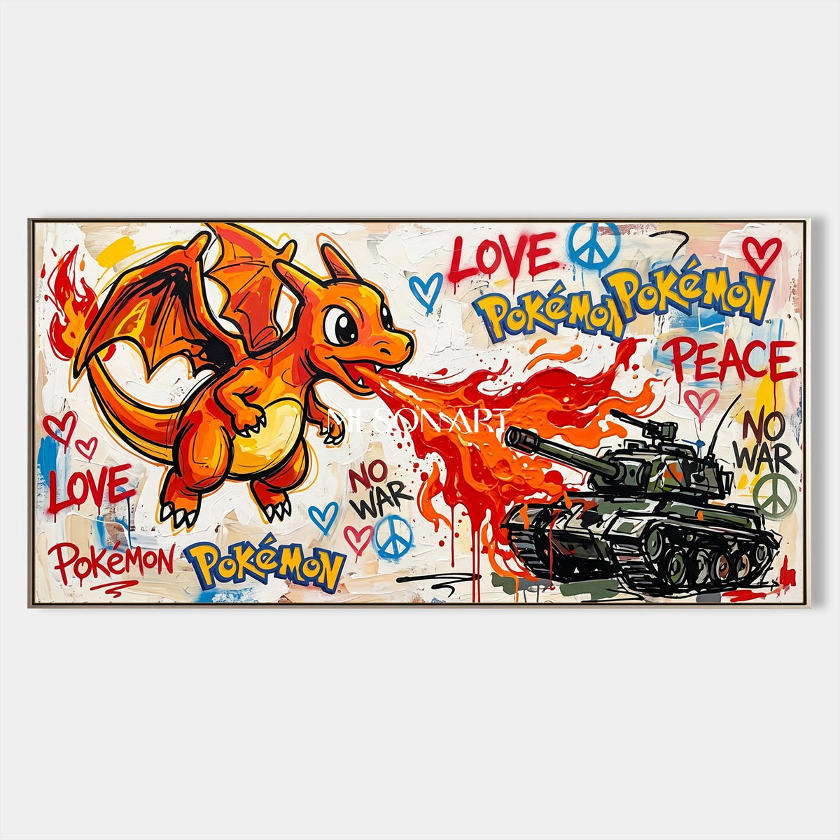 Orange Red Pokemon Anime Pop Art Canvas Gaming Culture Wall Art Rectangular By Mesonart