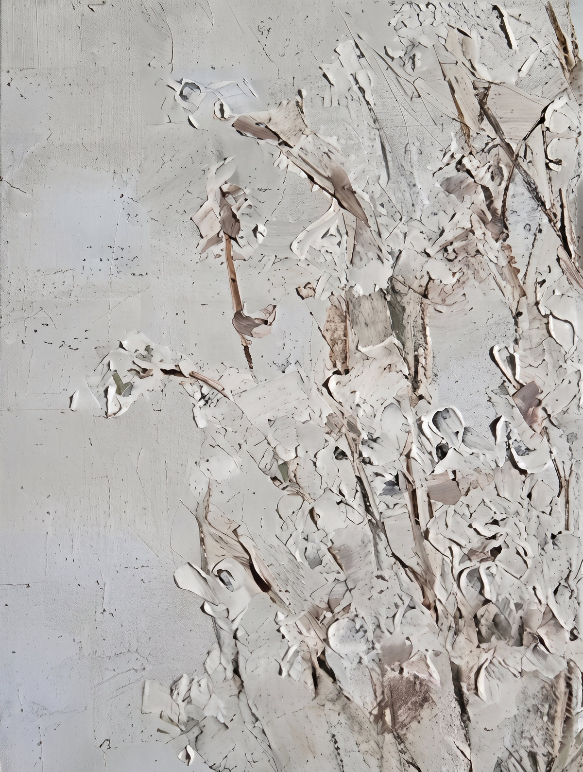 White And Gray Flowers Painting Rectangular Wall Art Original Artist Hand Painted Abstract Floral Decor For Living Room By Mesonart