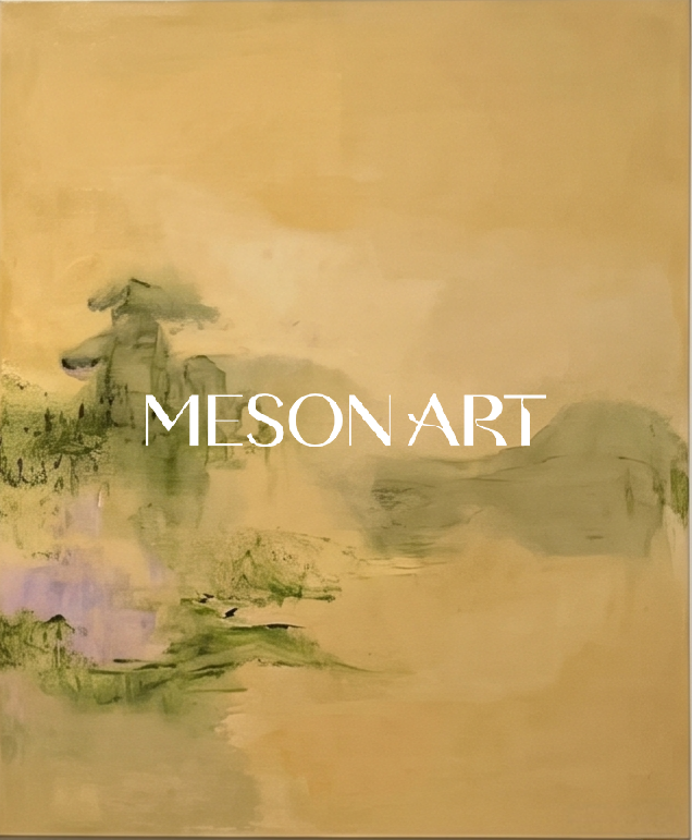 Gold And Green Abstract Expressionist Painting Rectangular Wall Art Original Artist By Mesonart