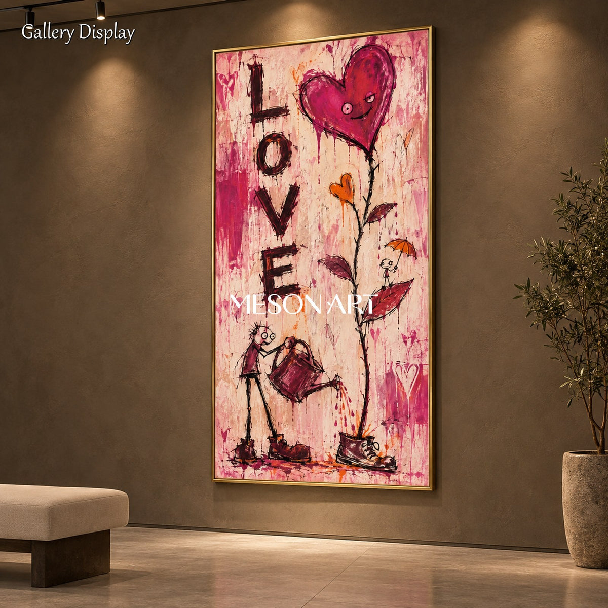Pink And Red Abstract Street Art Painting Panoramic Wall Decor Original Artist Contemporary Urban By Mesonart