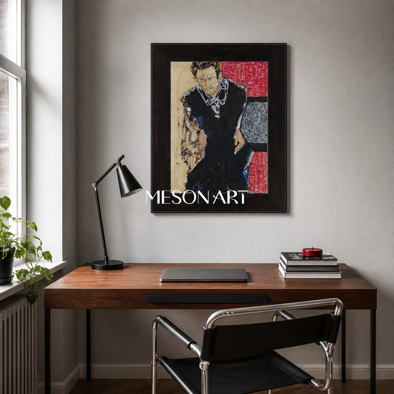 Black And Red Contemporary Painting Original Artist Statement Artwork Rectangular Wall Decor For Living Room By Mesonart