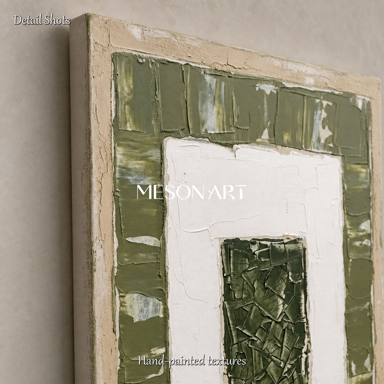Large Green Minimalist Wall Art For Modern Living Room Entryway Decor