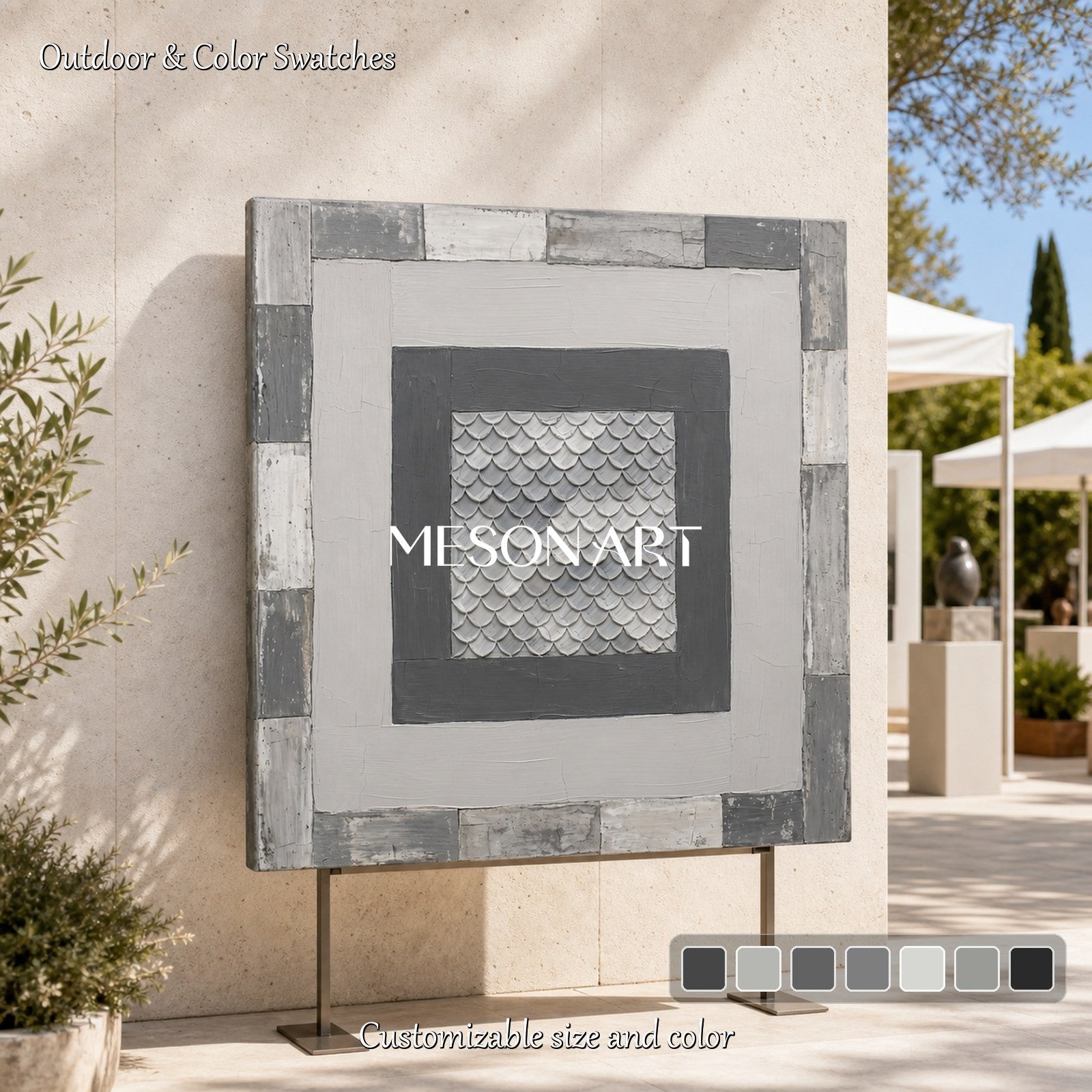 Gray Abstract Art Painting With Textured Relief For Art Deco Living Room Wall Decor