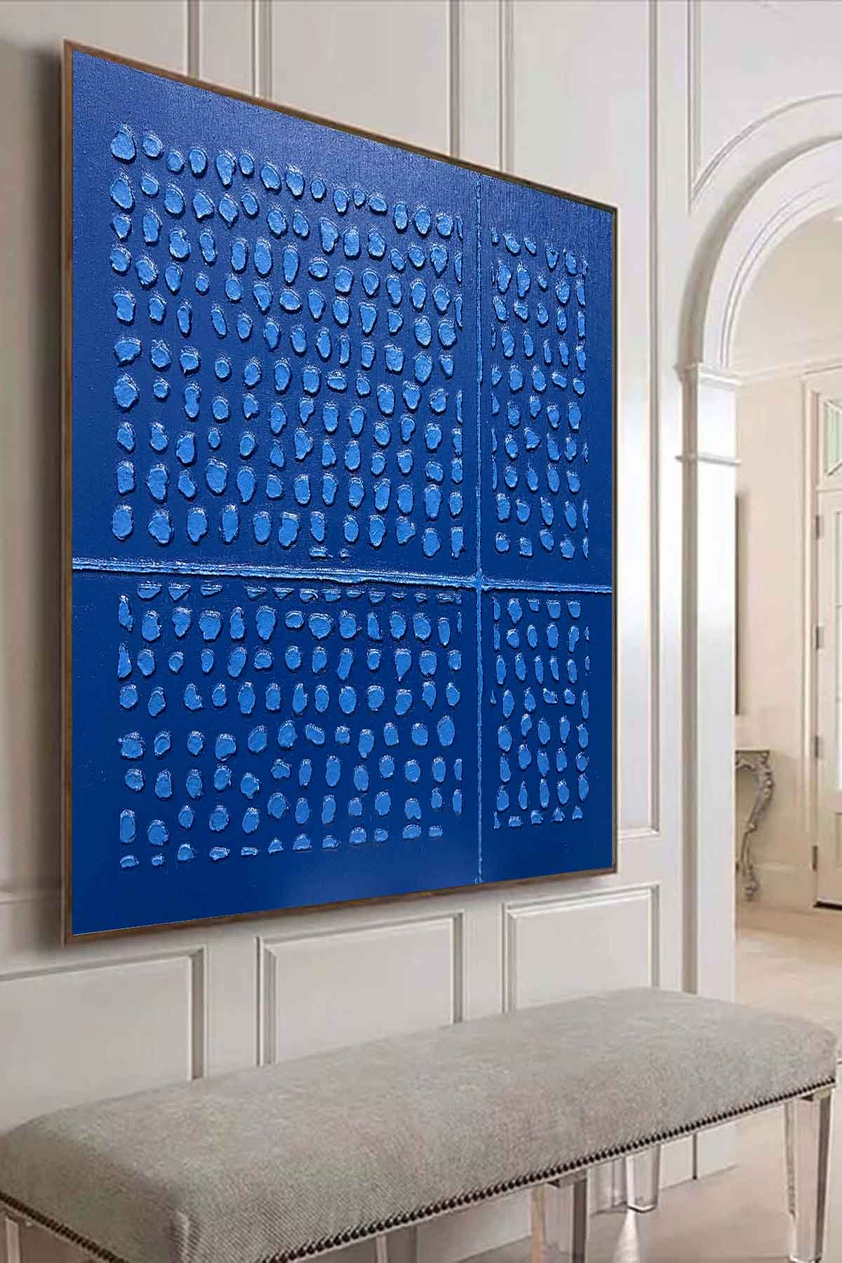Large Blue Abstract Art for Sale Blue Abstract Texture Painting Blue Minimalist Canvas Wall Painting