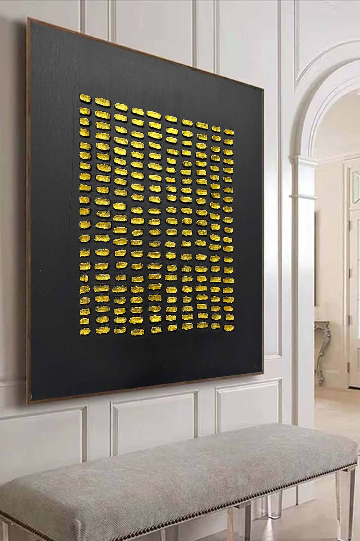 Large Black and Gold Abstract Textured Painting Black and Gold Abstract Art for Sale Black and Gold Minimalist Canvas Wall Art