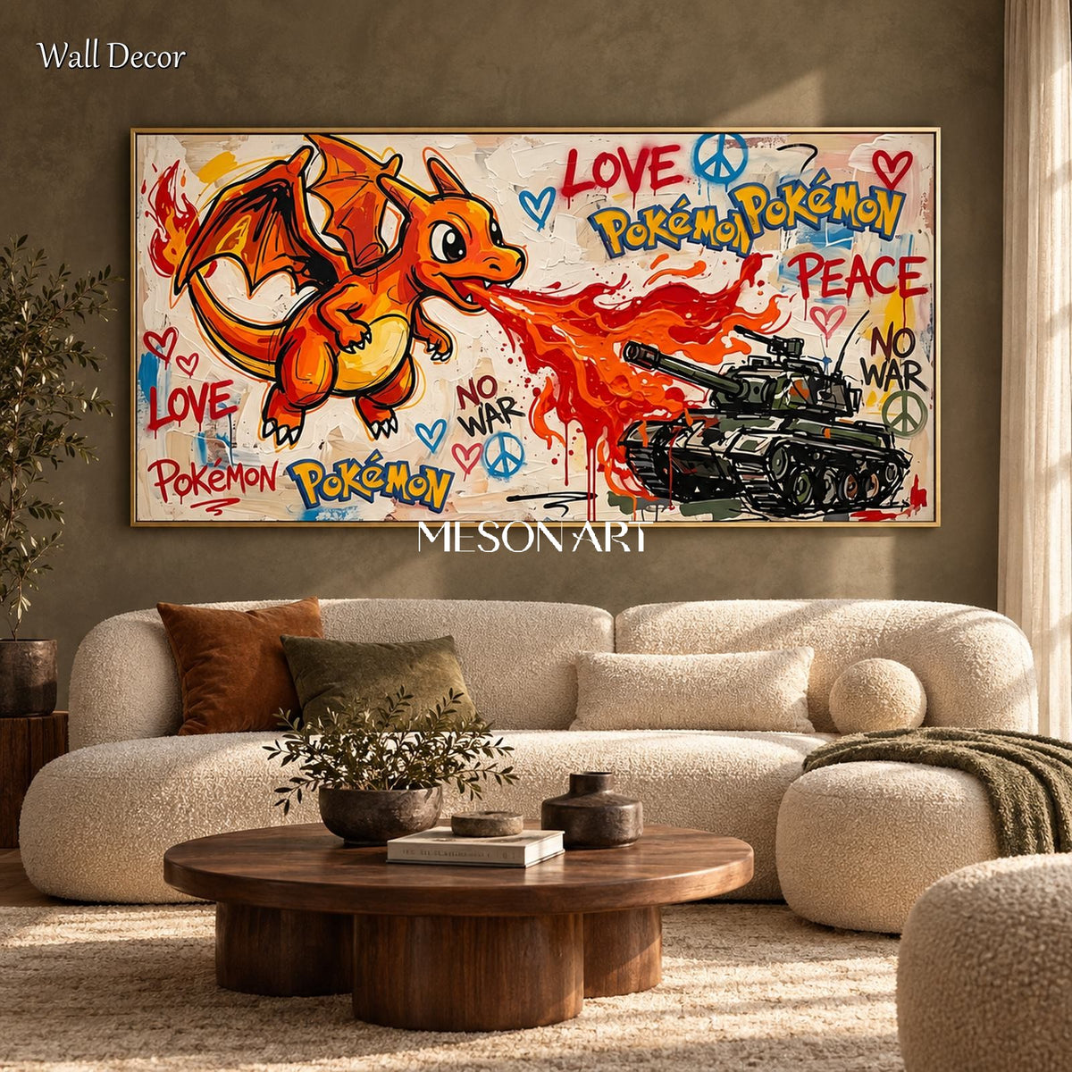 Orange Red Pokemon Anime Pop Art Canvas Gaming Culture Wall Art Rectangular By Mesonart