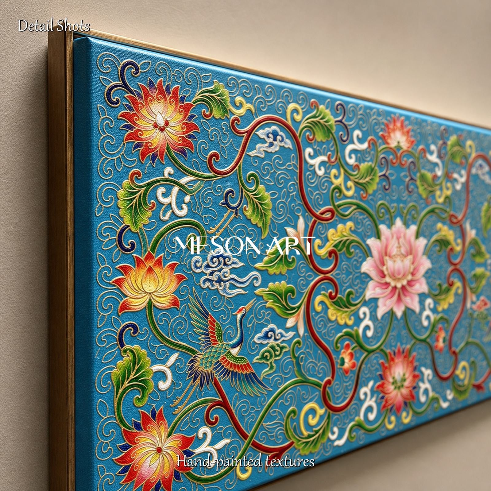 Blue And Green Islamic Arabesque Art Original Artist Panoramic Wall Decor By Mesonart