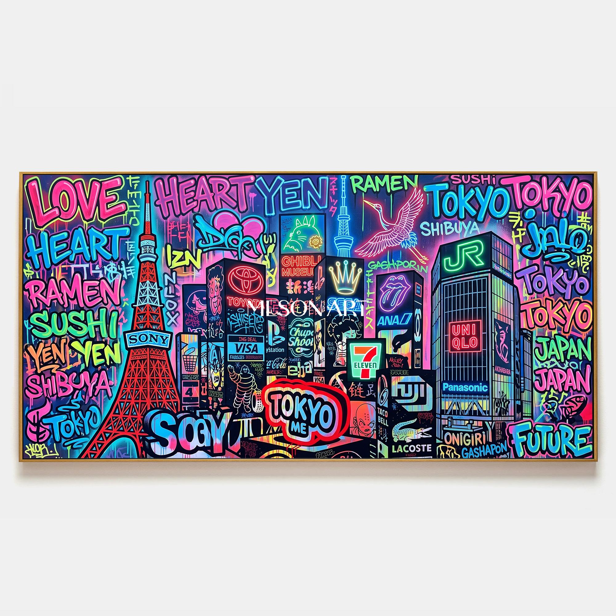 Pink And Black Banksy Paintings For Sale Panoramic Pop Art Wall Decor For Living Room By Mesonart