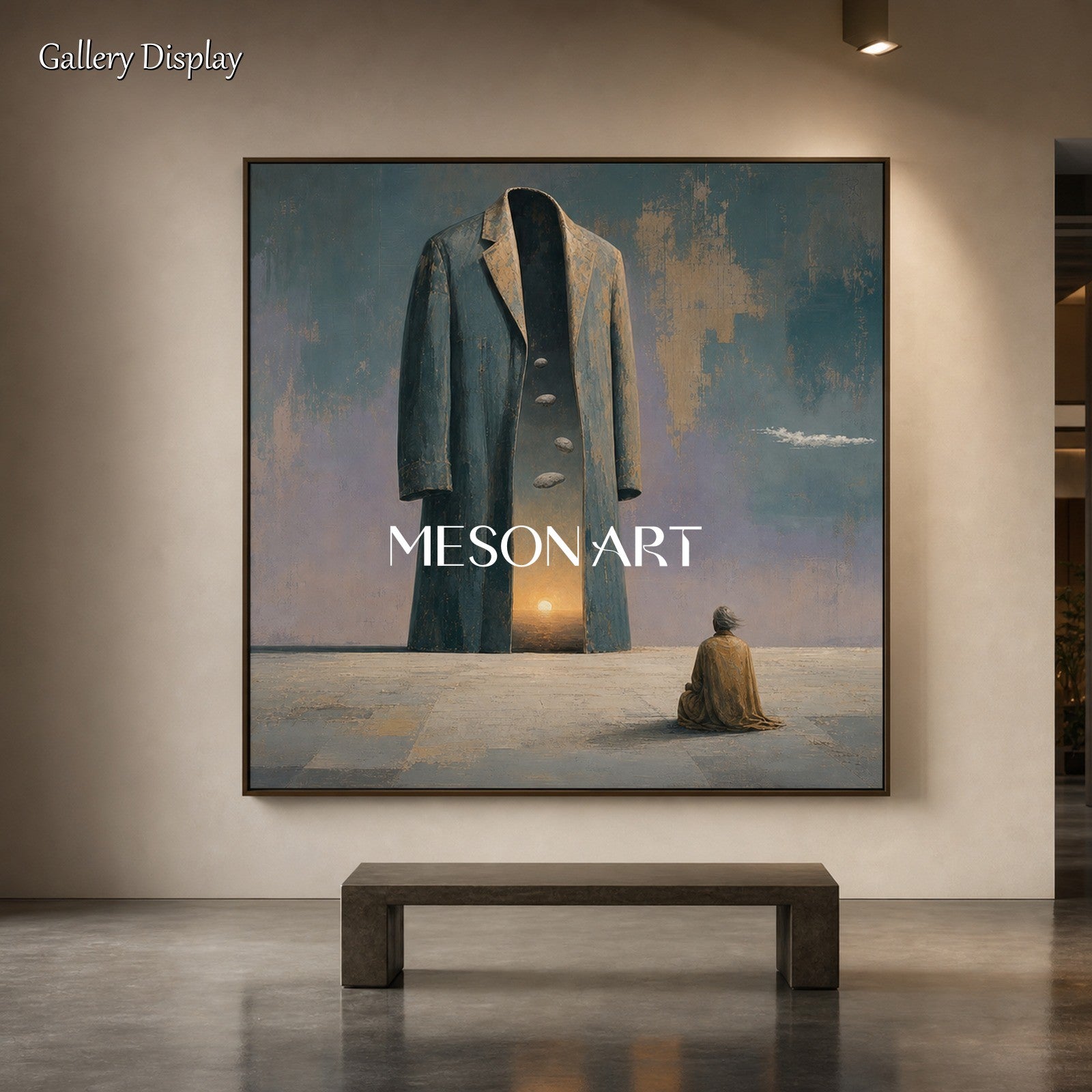 Large Surrealist Oil Painting With Textured Finish For Living Room And Executive Office Decor