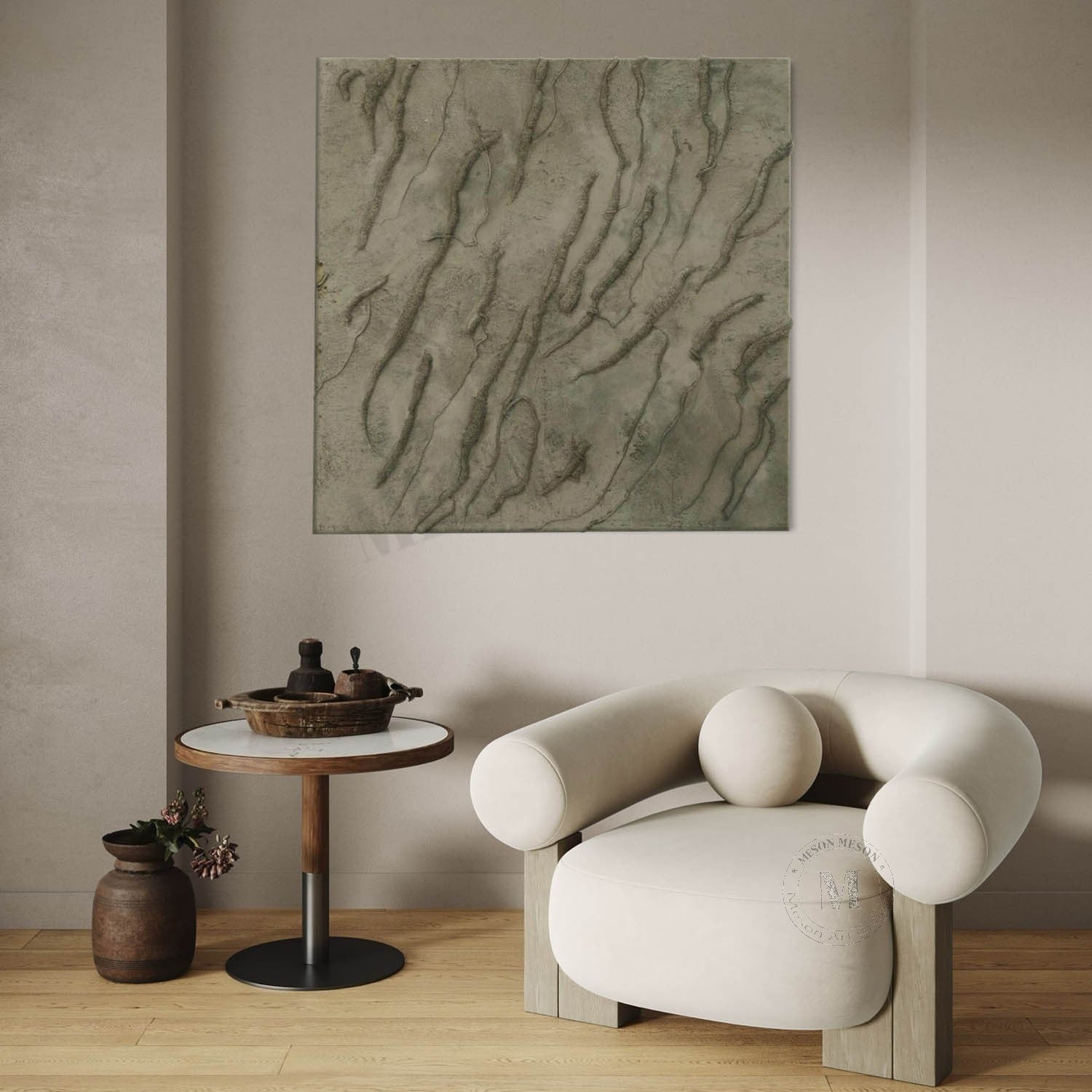 Large 3D Taupe Minimalist Texture Painting Taupe Abstract Canvas Wall Decor Art for Sale