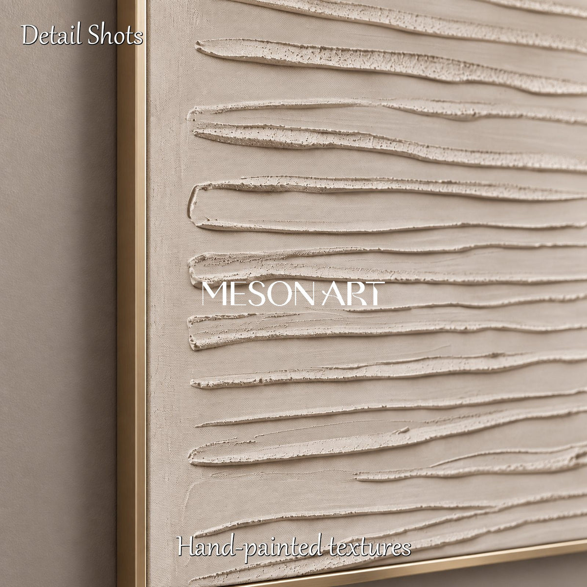 Beige And White Neutral Wall Painting Rectangular Minimalist Art Original Artist By Mesonart