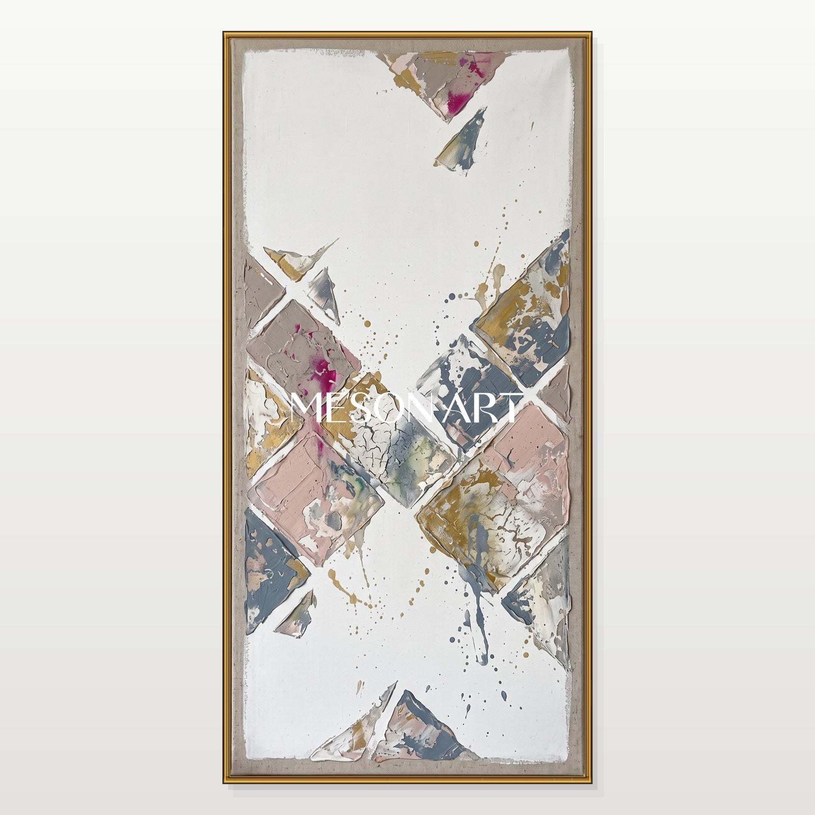 Minimalist Geometric Abstract Art With Metallic Accents For Modern Living Room Entryway Quiet Luxury Decor