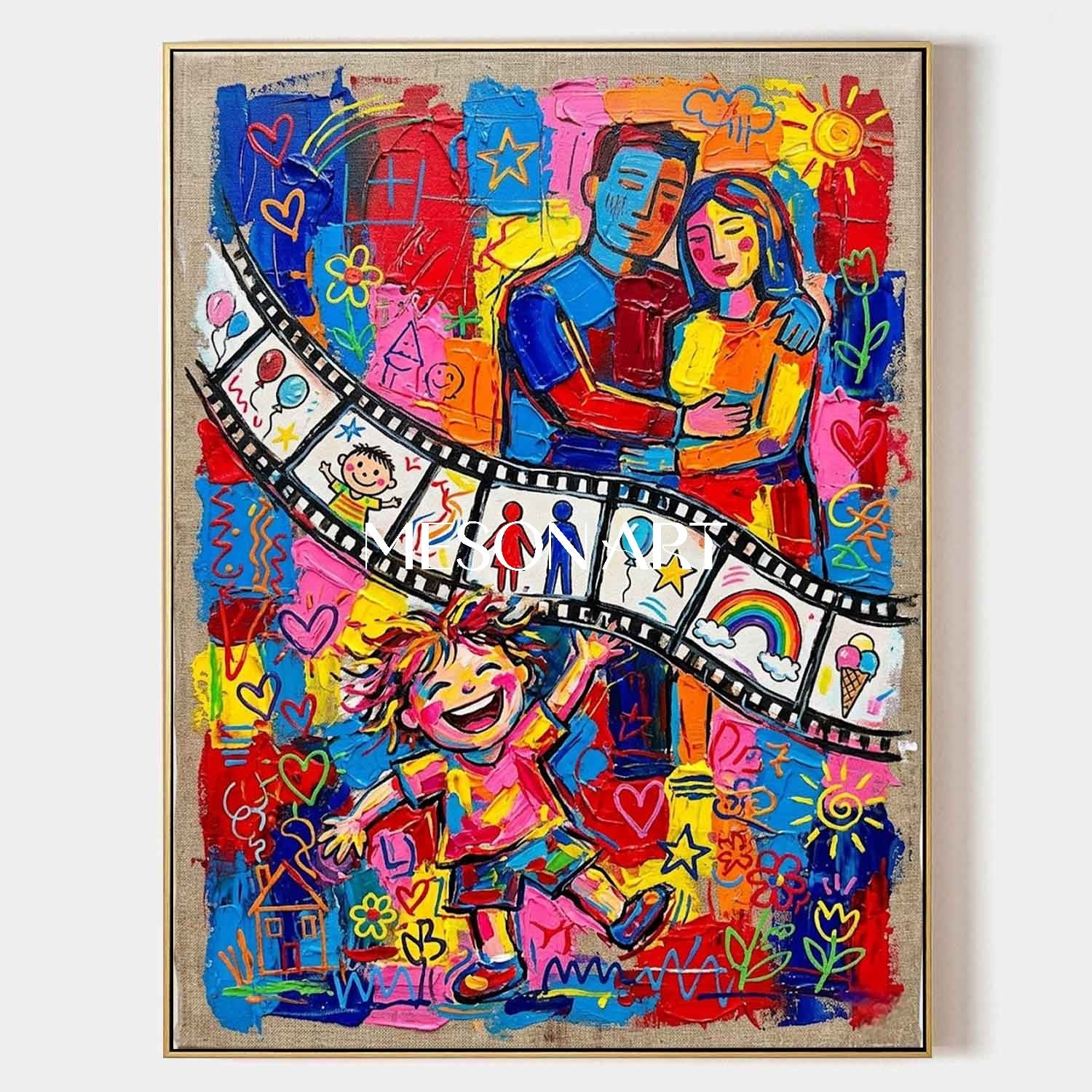 Vibrant Family Love Art With Colorful People For Living Room Decor
