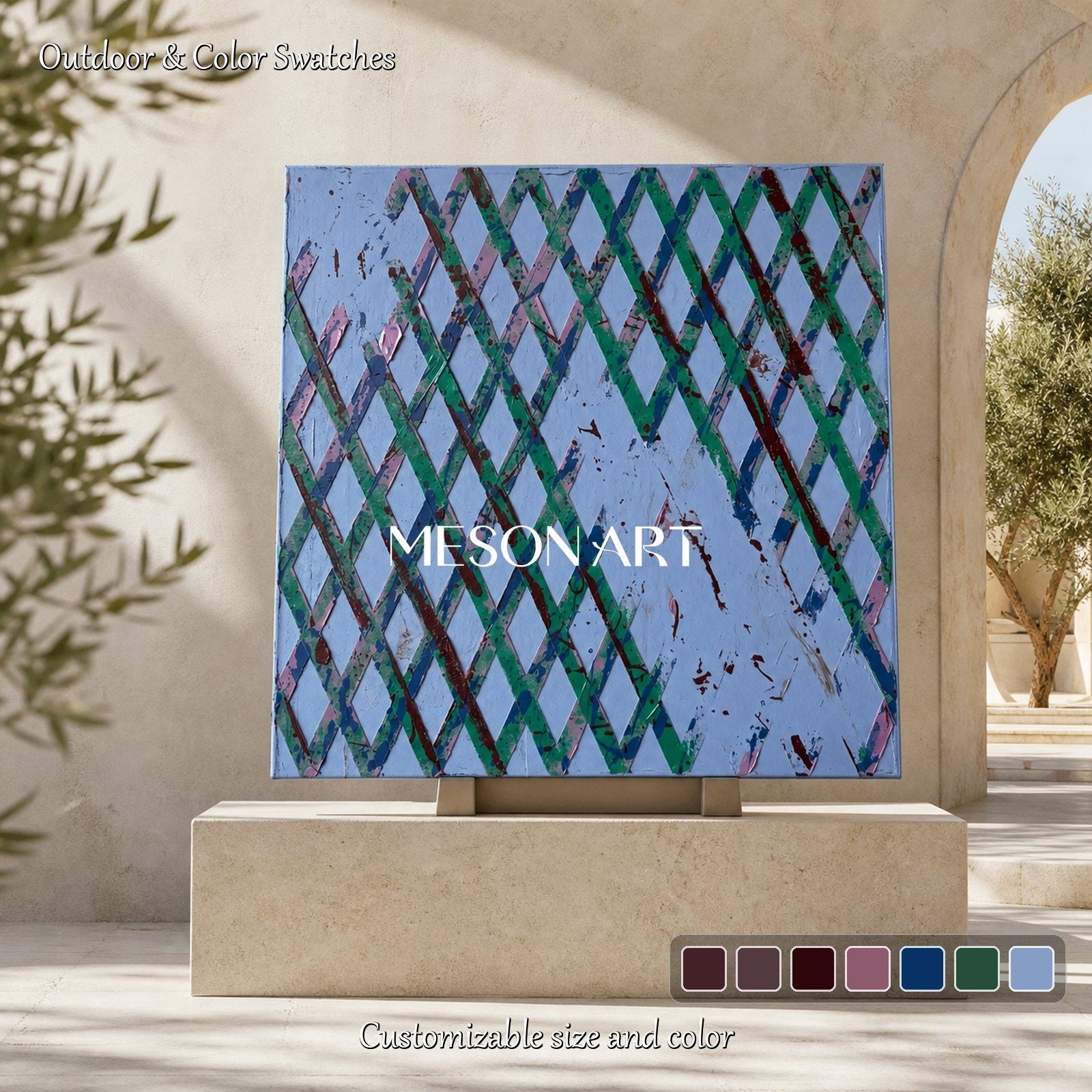 Minimalist Geometric Abstract Art With Textured Relief For Modern Living Room Decor