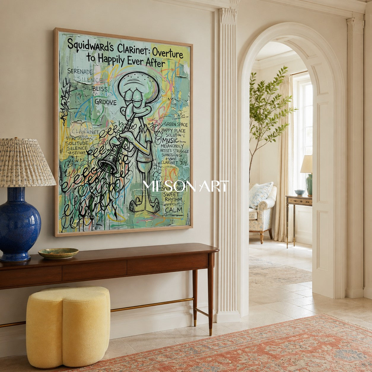 Green Pop Art Graffiti Cartoon Painting Rectangular Wall Art For Living Room By Mesonart