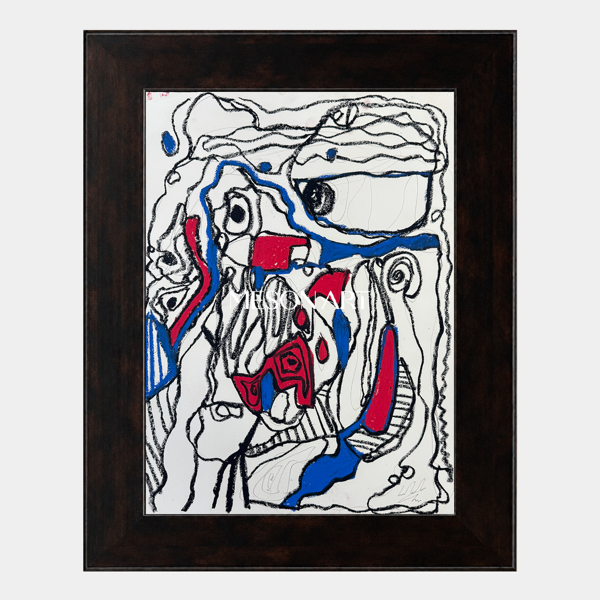 Red And Blue Abstract Expressionist Painting Original Artwork By Mesonart
