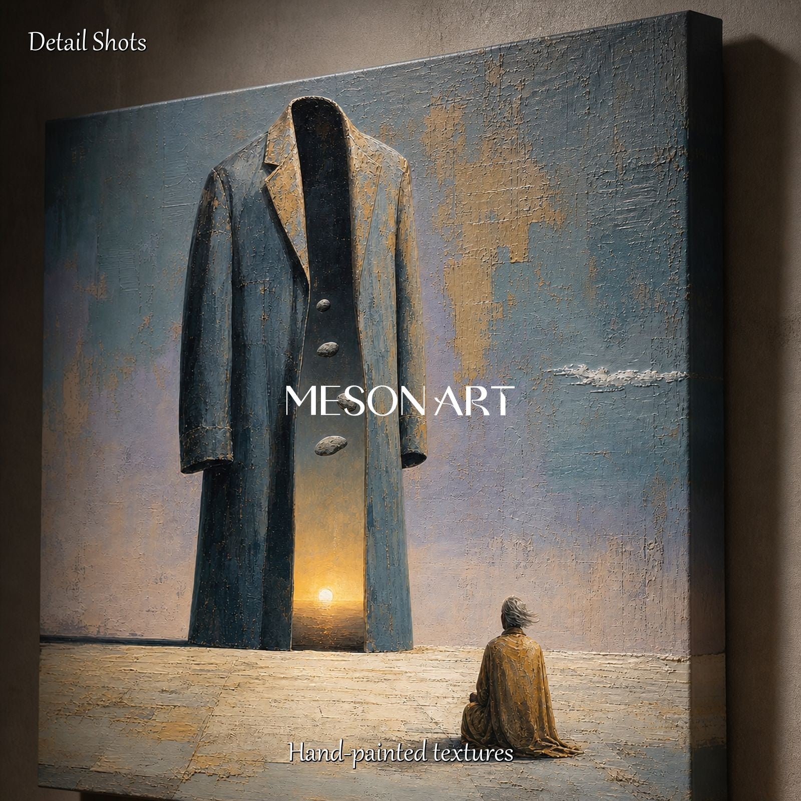 Large Surrealist Oil Painting With Textured Finish For Living Room And Executive Office Decor