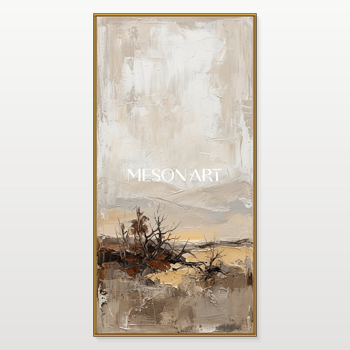 Beige And Brown Abstract Painting Large Neutral Wall Art Panoramic Original Artist Hand Painted By Mesonart