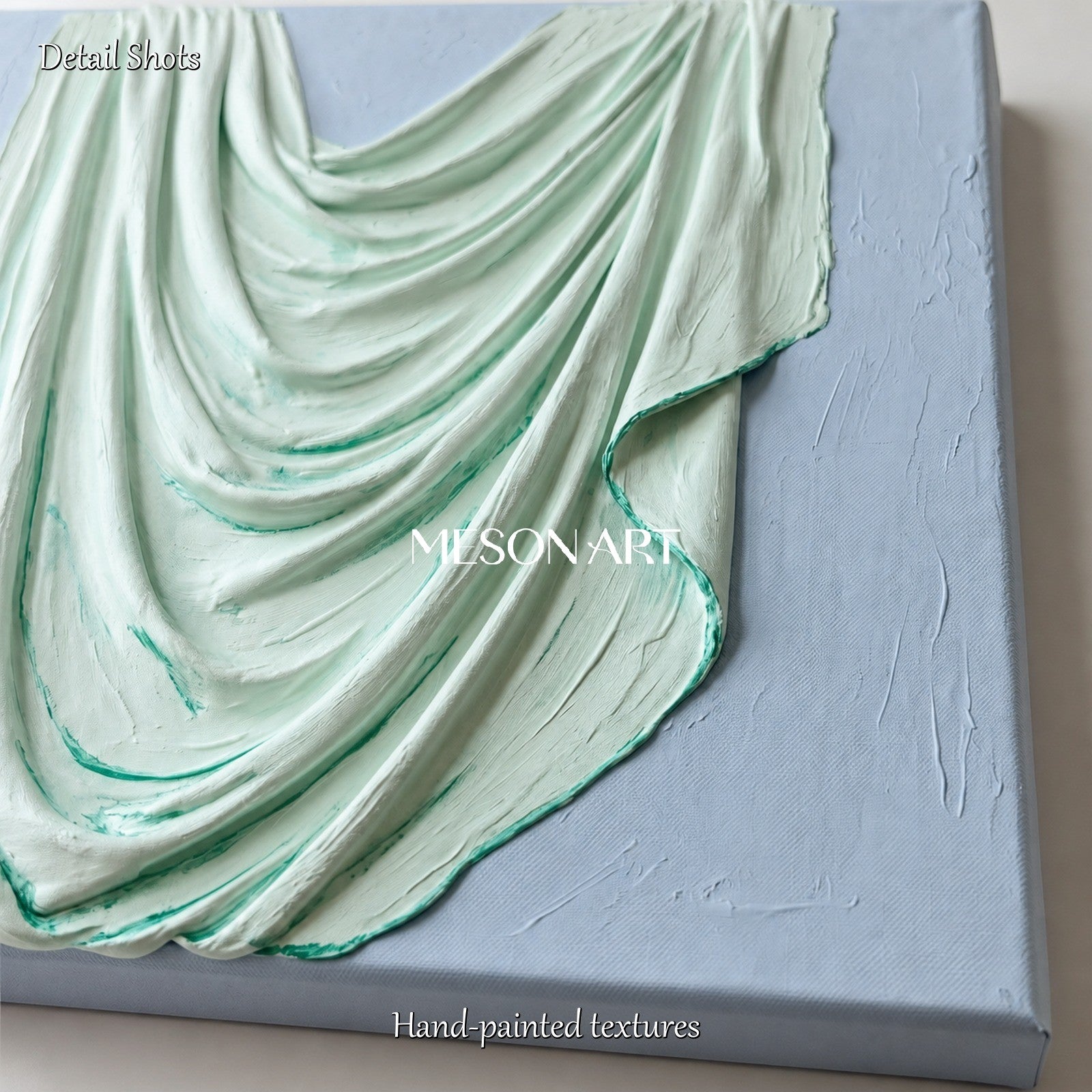 Green And Blue Minimalist Sculptural Textured Wall Art Square Original Artist By Mesonart