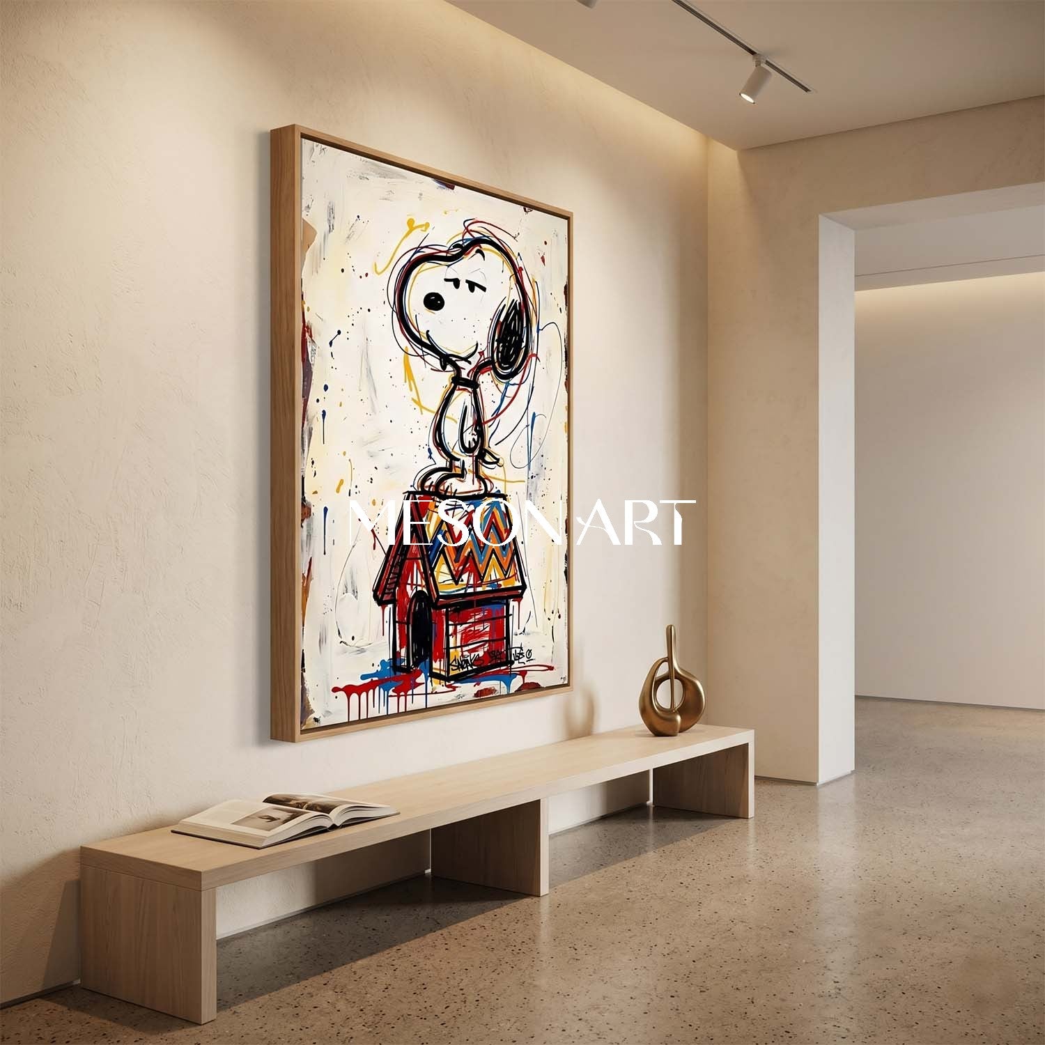 Abstract Snoopy Art Print With Bold Colors For Modern Living Room Decor