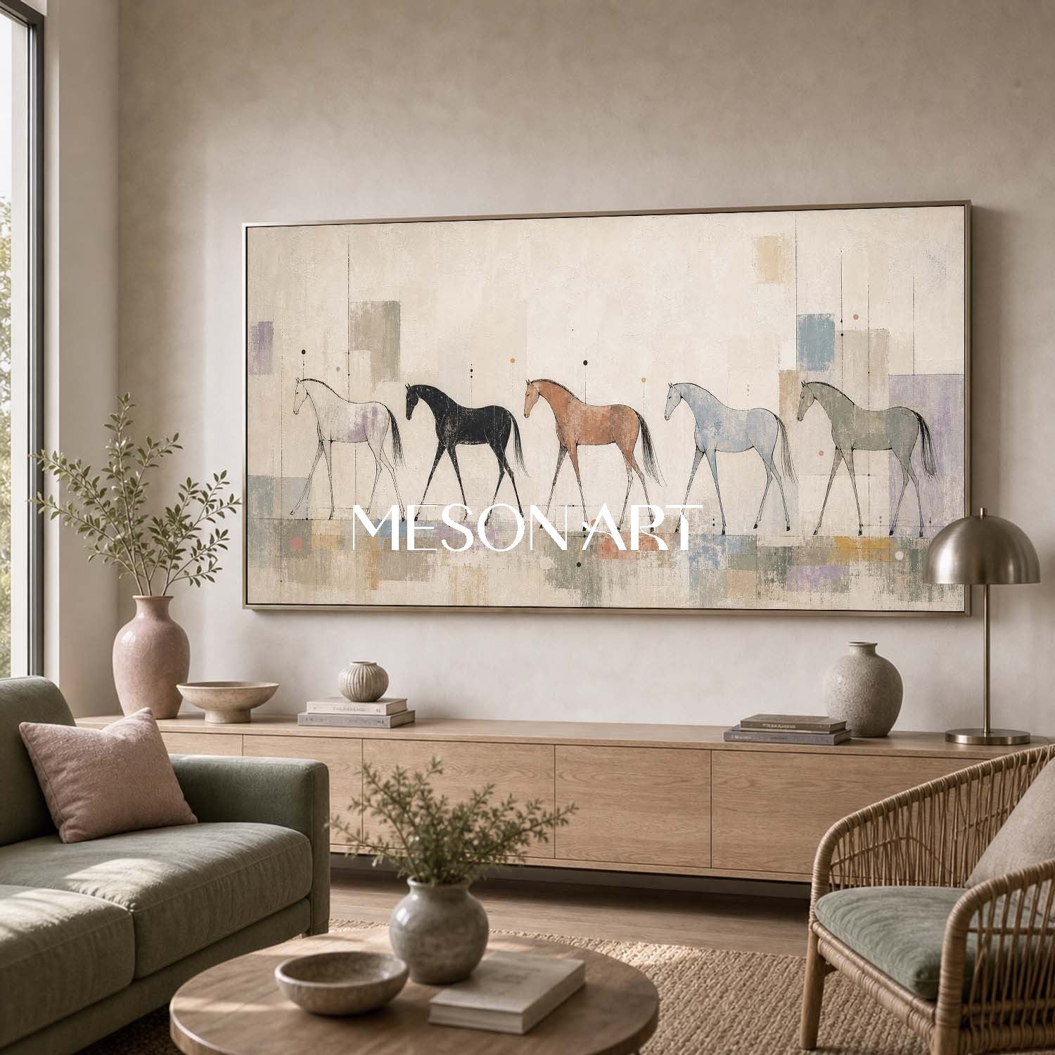 Abstract Horse Painting Minimalist Animal Art For Modern Living Room Decor
