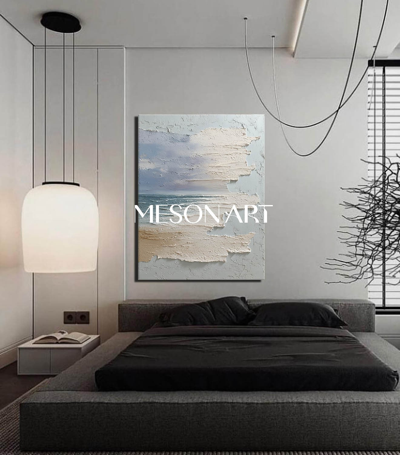 Large 3D Blue And White Sea Abstract Canvas Art Abstract Sea Texture Paintings Sea Wall Art Decor