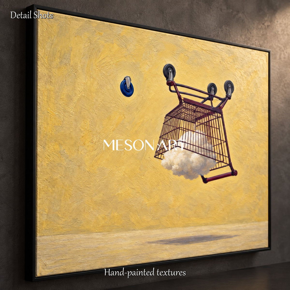 黄色と青のシュルレアリスム絵画 長方形のウォールアート Mesonartによるオリジナル作品